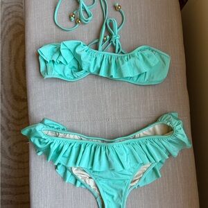 Milly Turquoise Ruffle Bikini